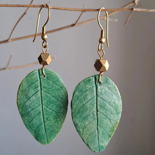 Rose Green Leaf Earring