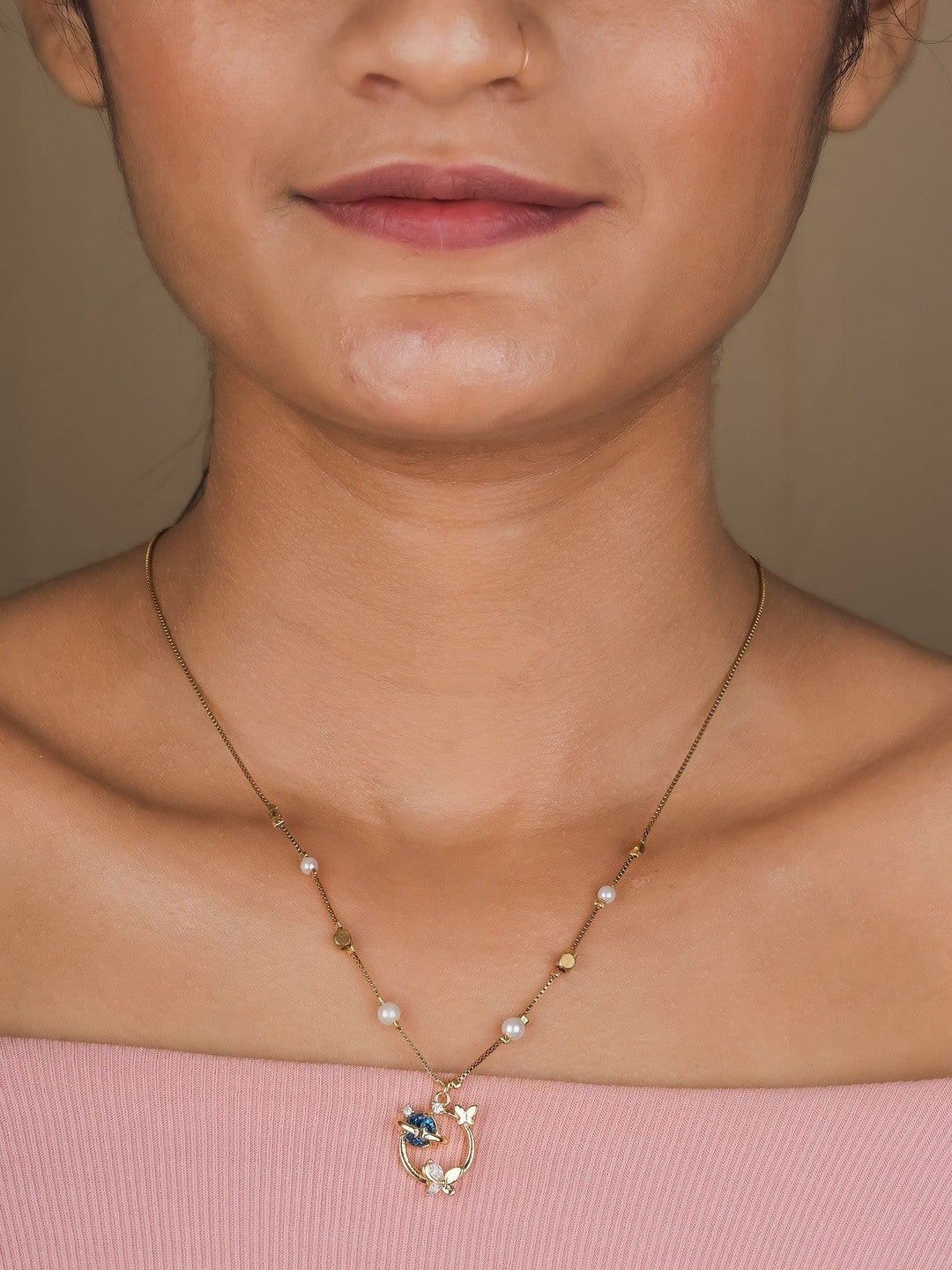 Brass Gold-Plated Necklace – Fashion Jewellery – Crystal Embellished