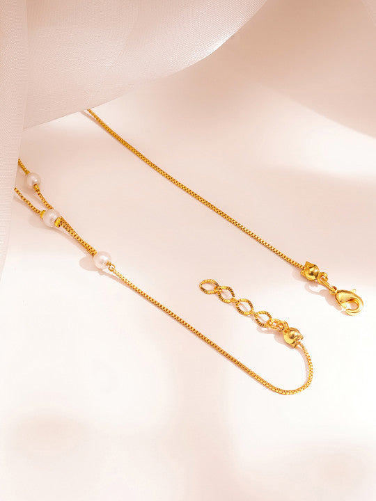Multi-Strand Necklace – Embellished Chain – Gold-Plated Brass, Green – Individual Retail Unit