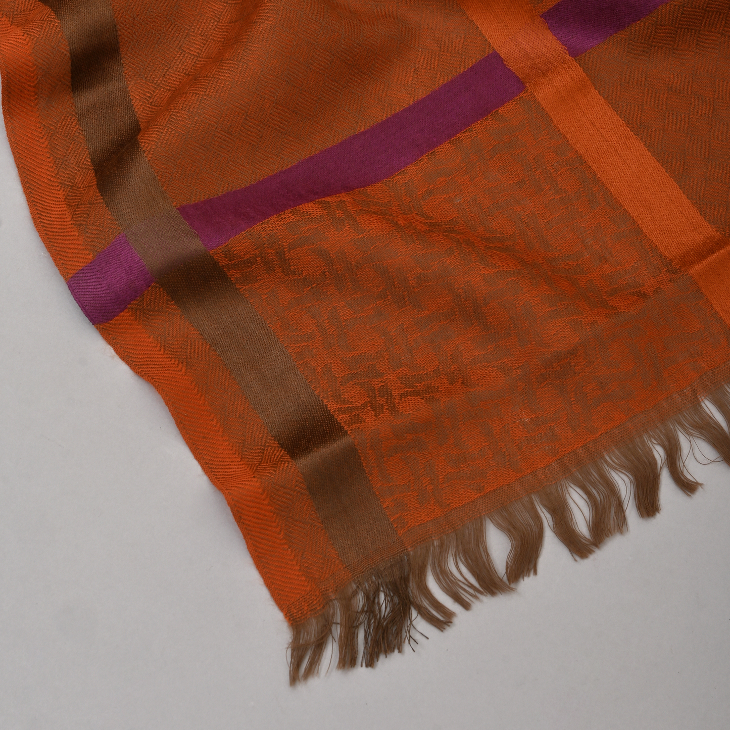 Scarf | Wool Silk Bold Accents | Maroon | Unisex