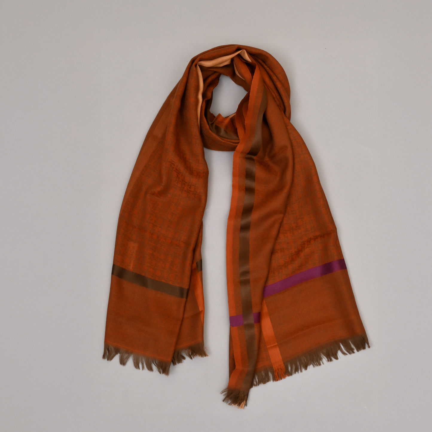Scarf | Wool Silk Bold Accents | Maroon | Unisex