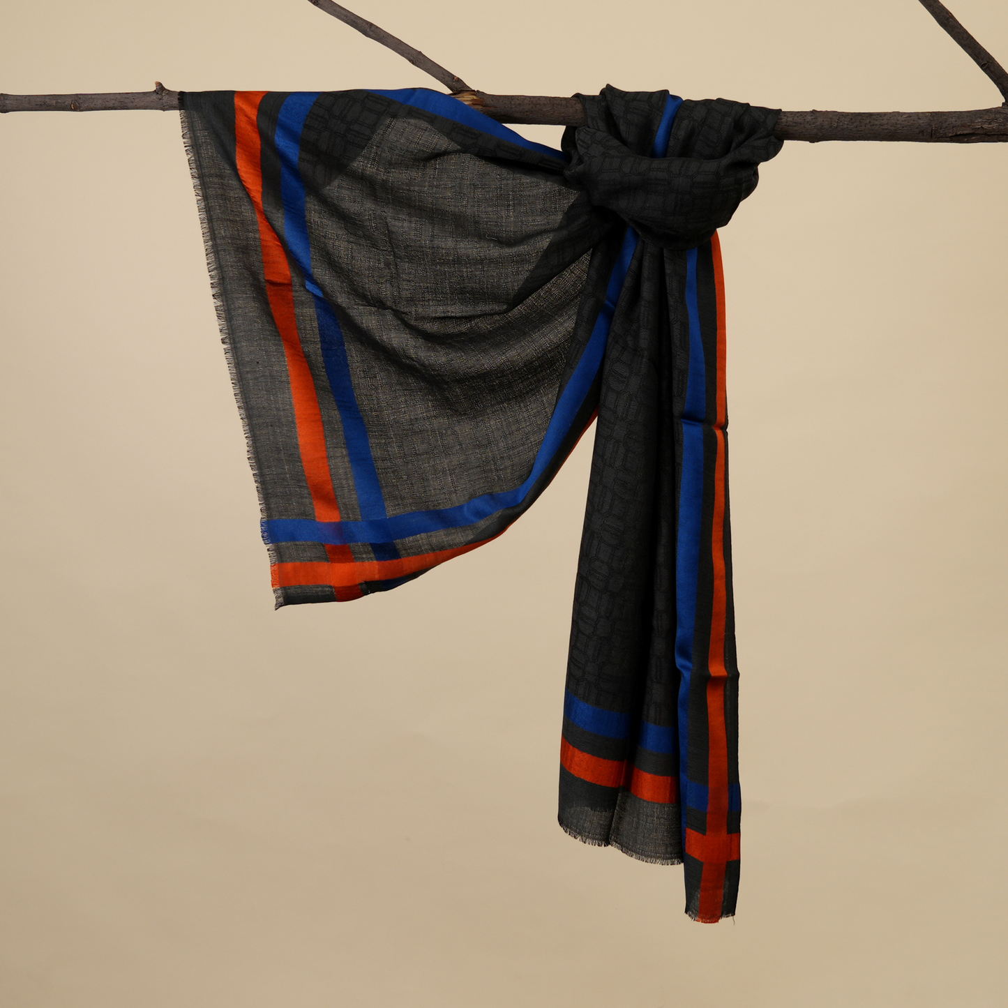 Scarf | Wool Silk Unisex | Maroon Orange