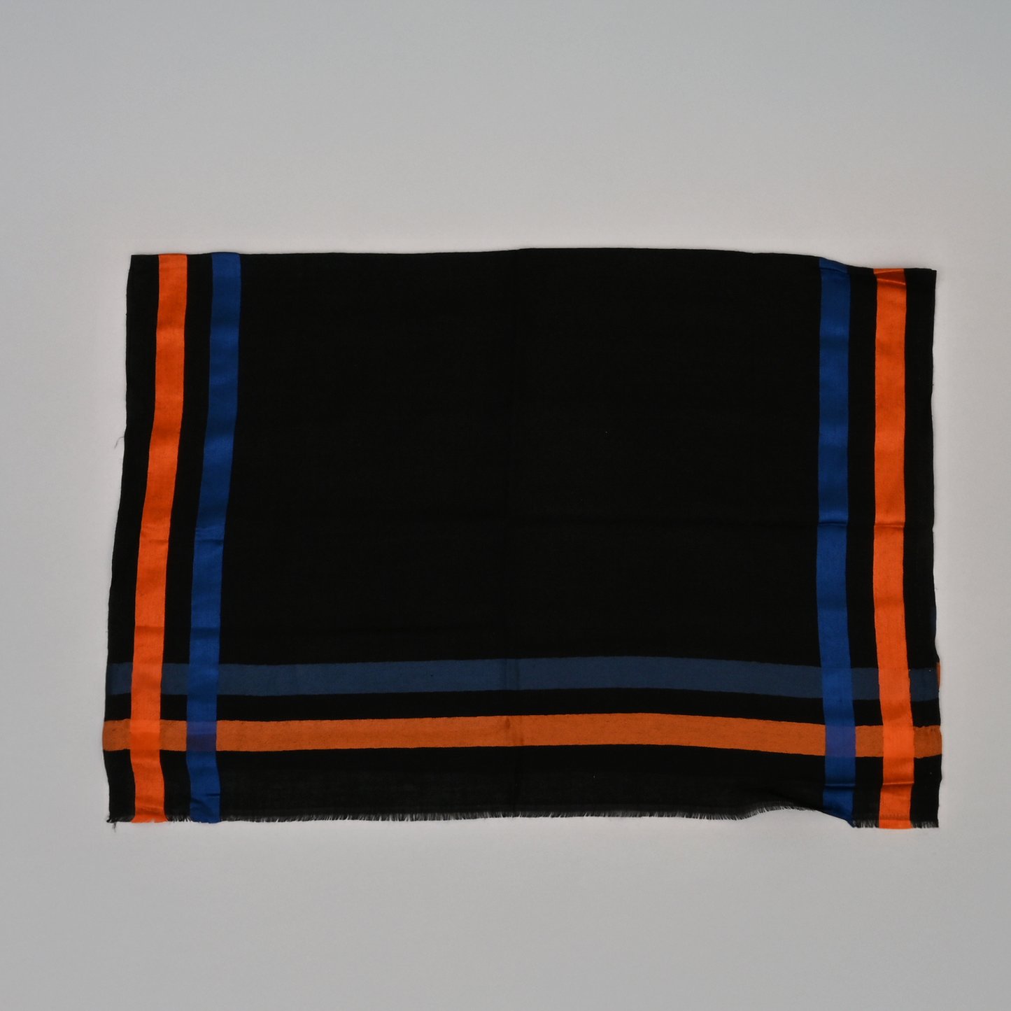 Scarf | Wool Silk Unisex | Black Blue Orange