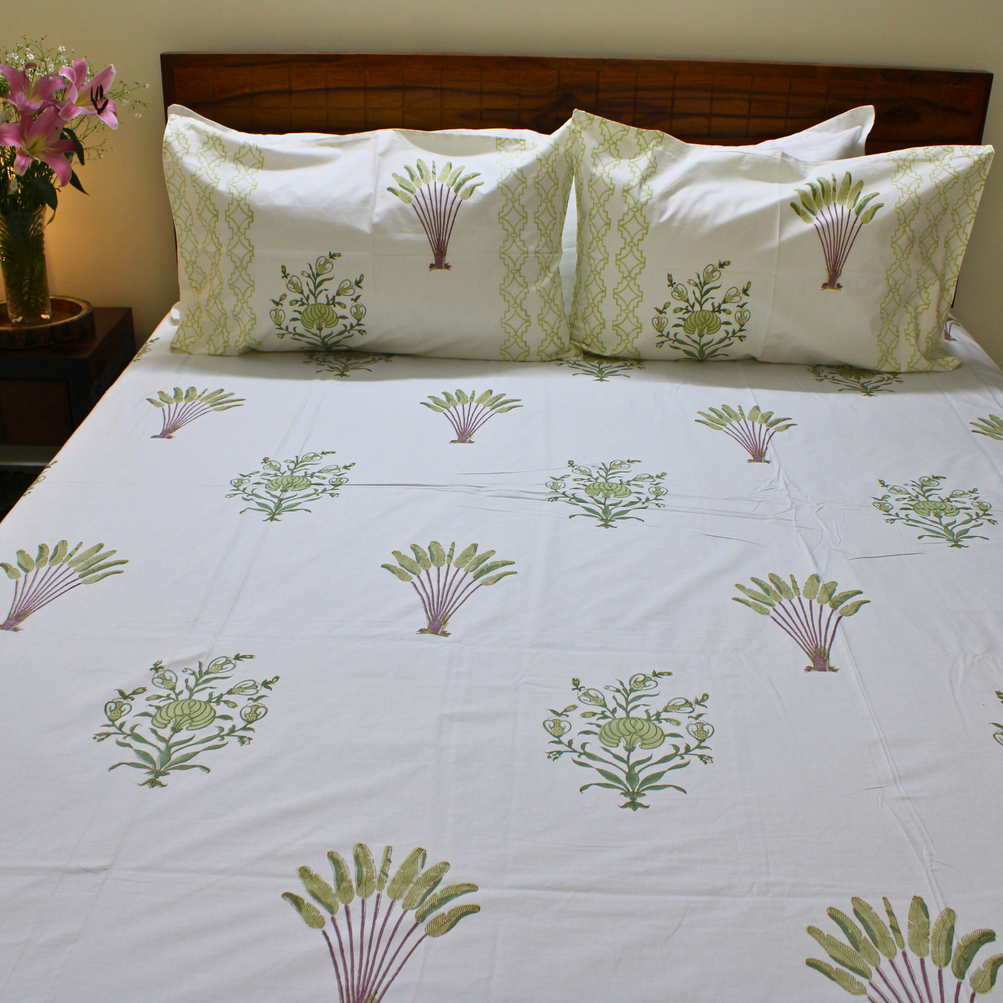 Bedsheet | Cotton Handblock-printed Garden | Set of 3