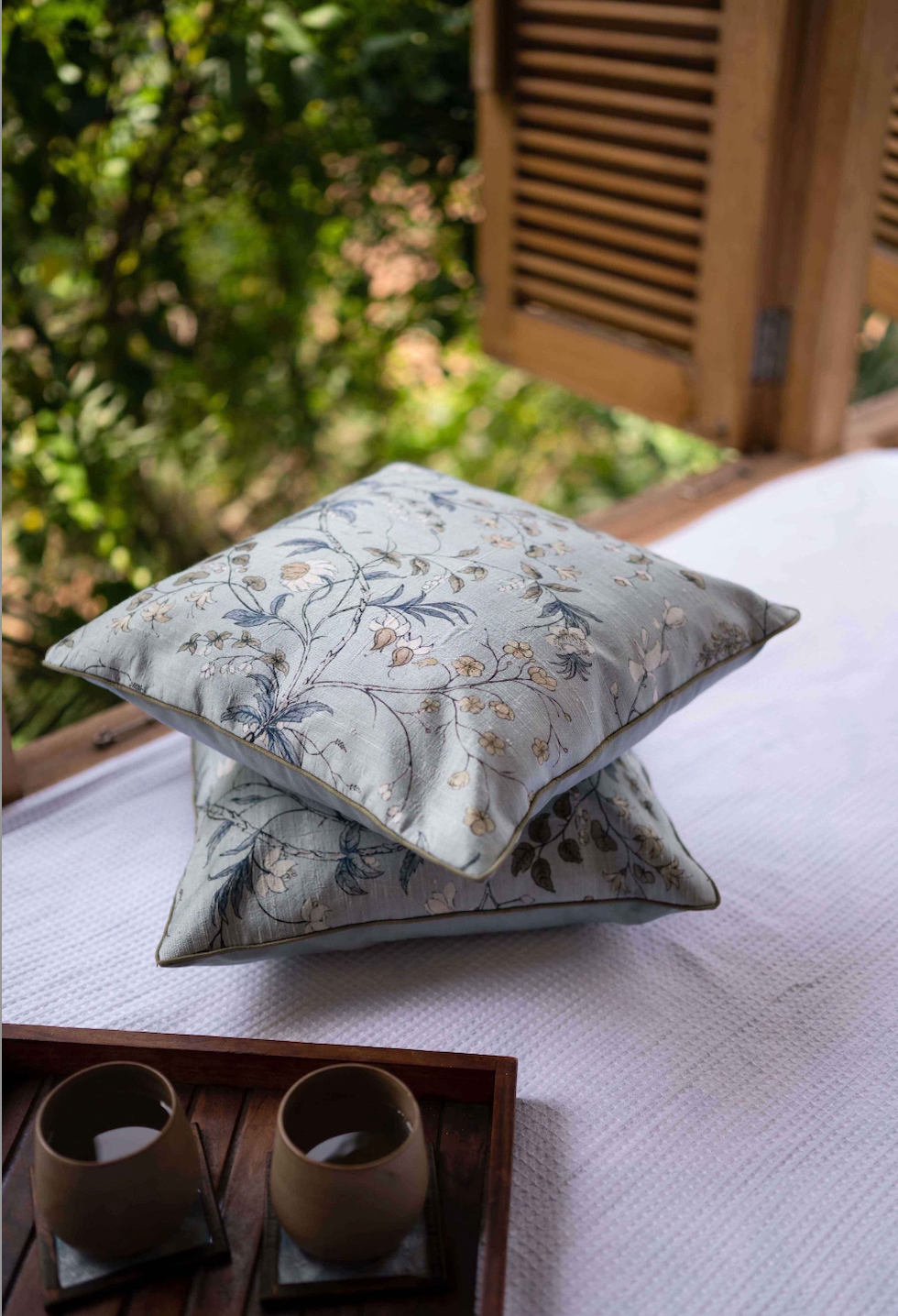 Handwoven Dupion Silk Cushion Cover - William Morris Inspired