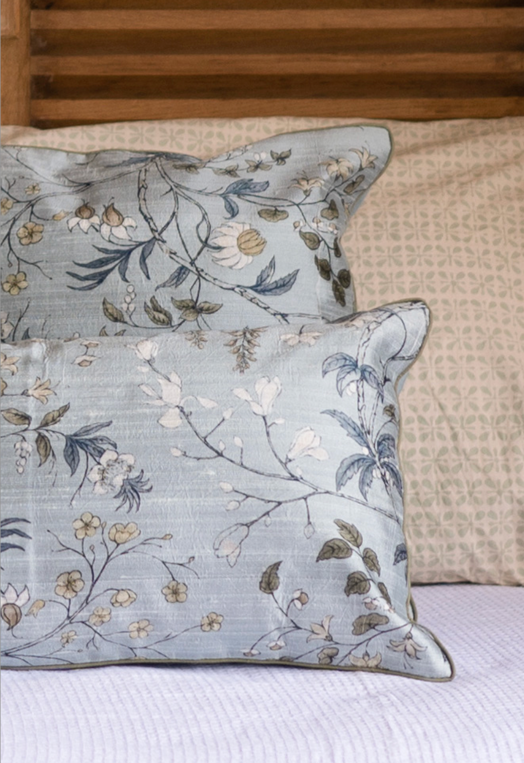 Handwoven Floral Printed Cushion Cover - Morris Inspired