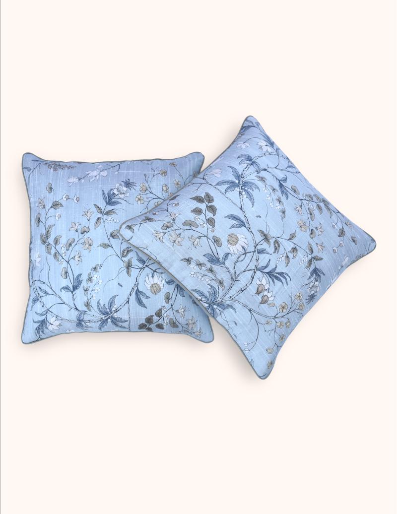 Handwoven Dupion Silk Cushion Cover - William Morris Inspired
