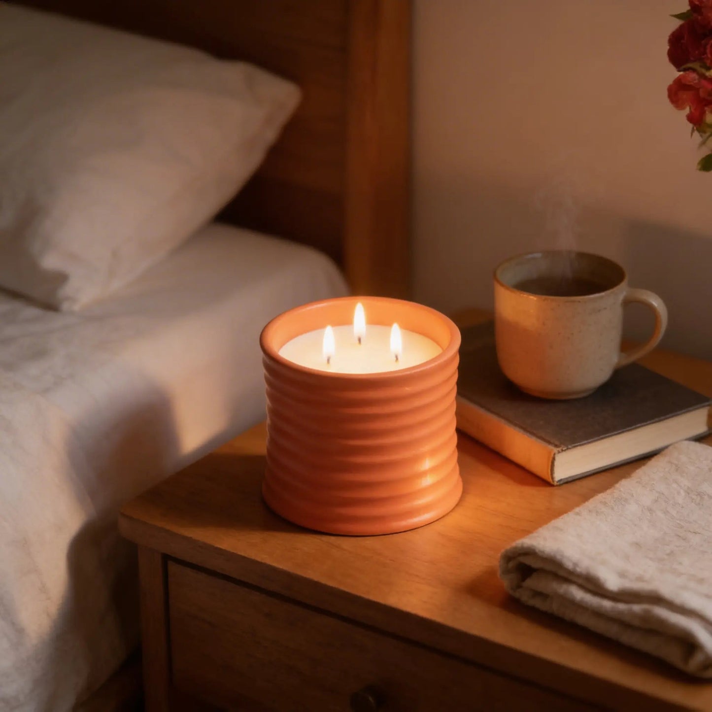Stoneware Scented Candle 500g – Delicious Bliss Fragrance | Luxury 3-Wick Long-Lasting Soy Wax Jar Candle for Home Décor & Gifting