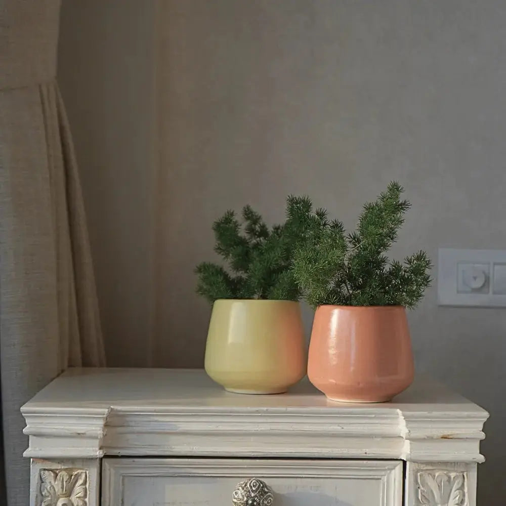 Stoneware Planter - Small Pastel Yellow