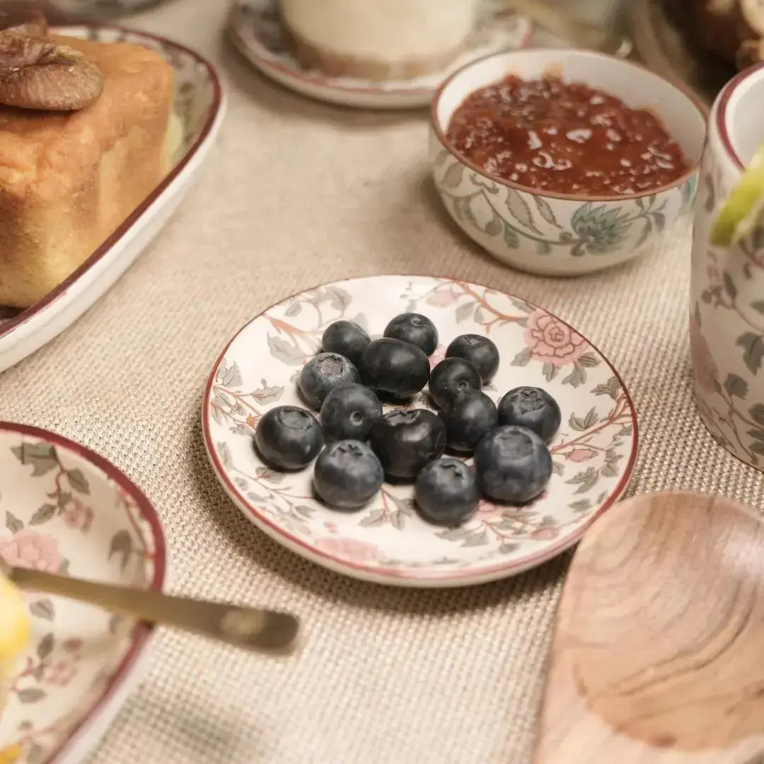 Handcrafted Stoneware Serving Plate - Floral Peony Print