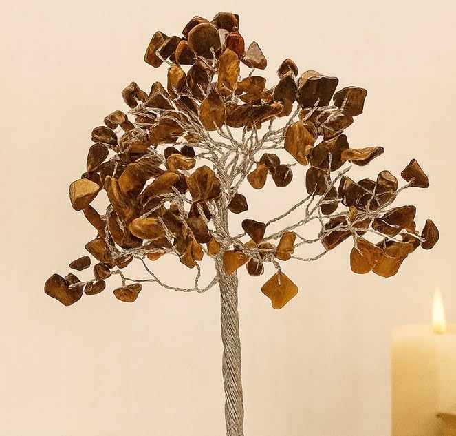 Gemstone Tree – Tiger Eye Crystal – 9" H – Wholesale Feng Shui Decor