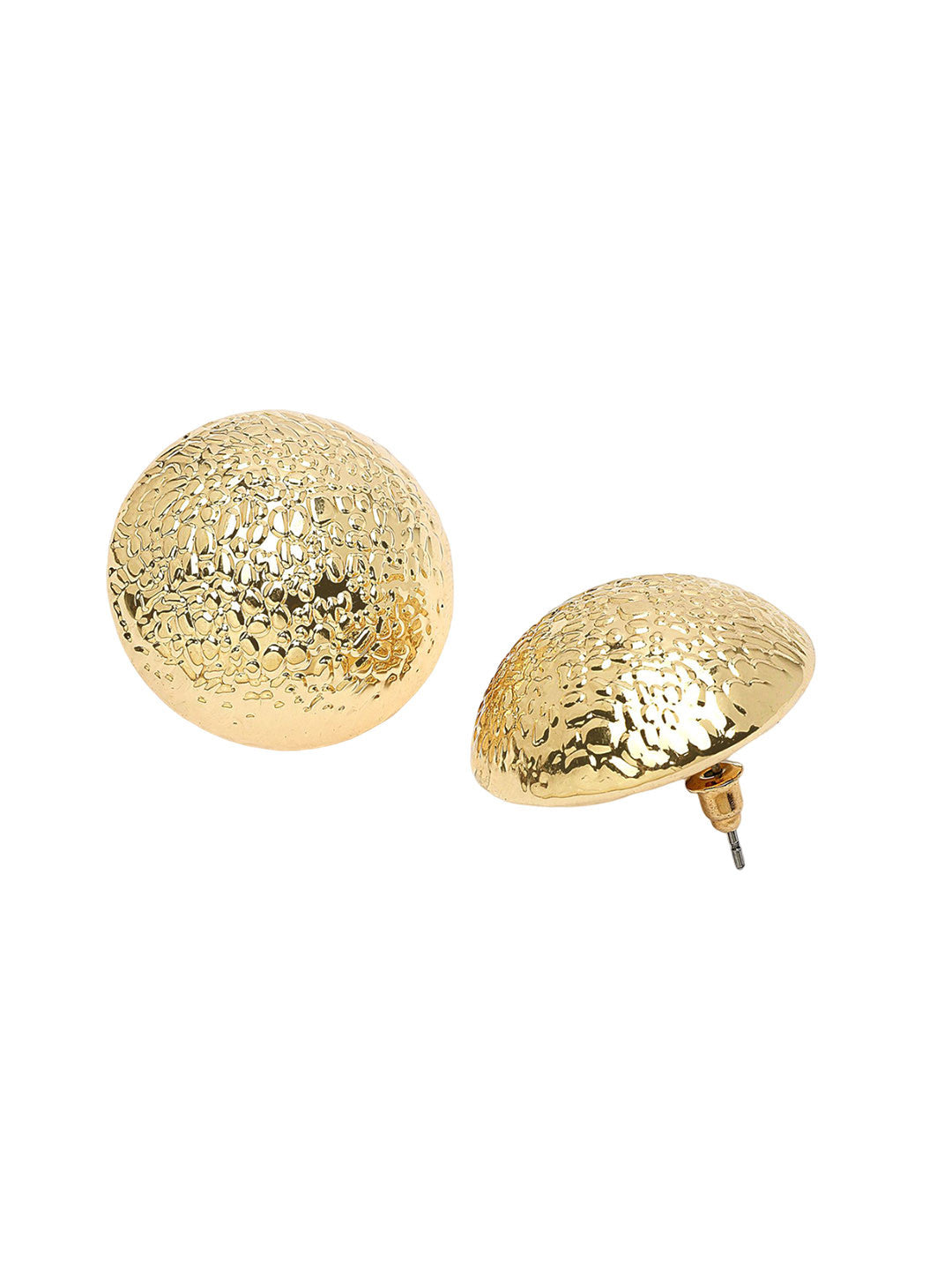 Gold Plated Contemporary Studs – Secure Post Back Earrings – 3cm Pair