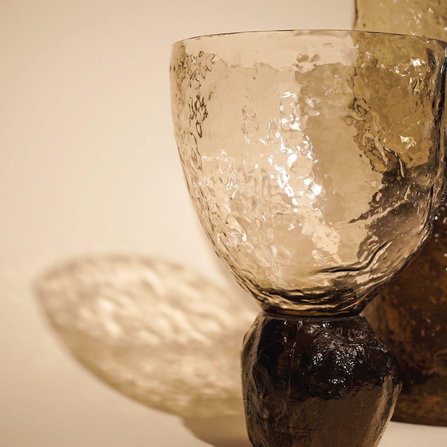 Textured Glass Pillar Candle Holder - Reversible Dual-Toned