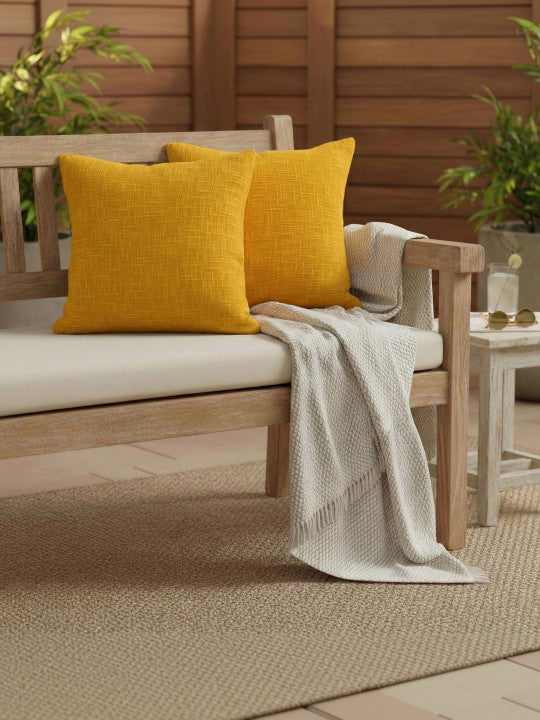 Set of 2 - Textured Home Decor Accents – Pillow Covers – Cotton Self-Design