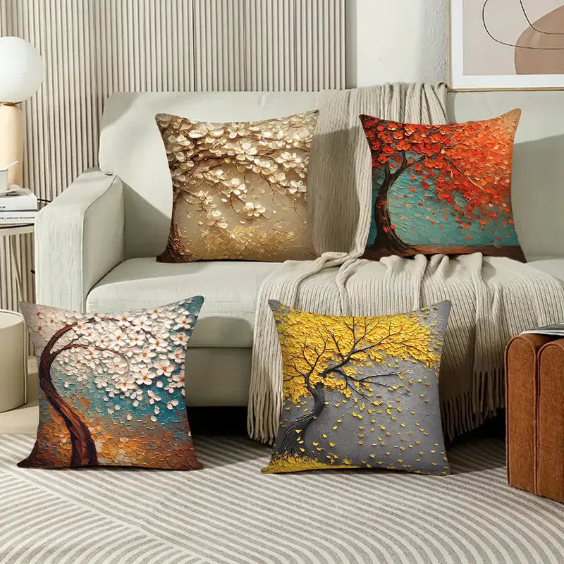 Summer Throw Pillow Covers 45x45cm - Soft Plush Decorative Cushion Cases