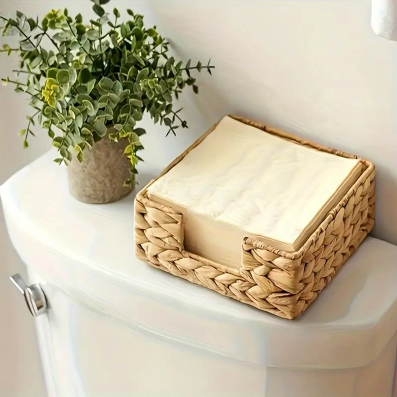 Rustic Woven Storage Basket - Natural Shelf Organizer for Home