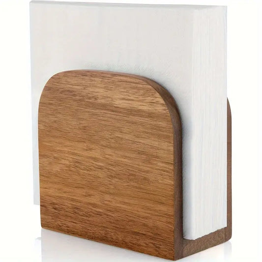 Wooden Napkin Holder - Freestanding Rectangular Tabletop Organizer