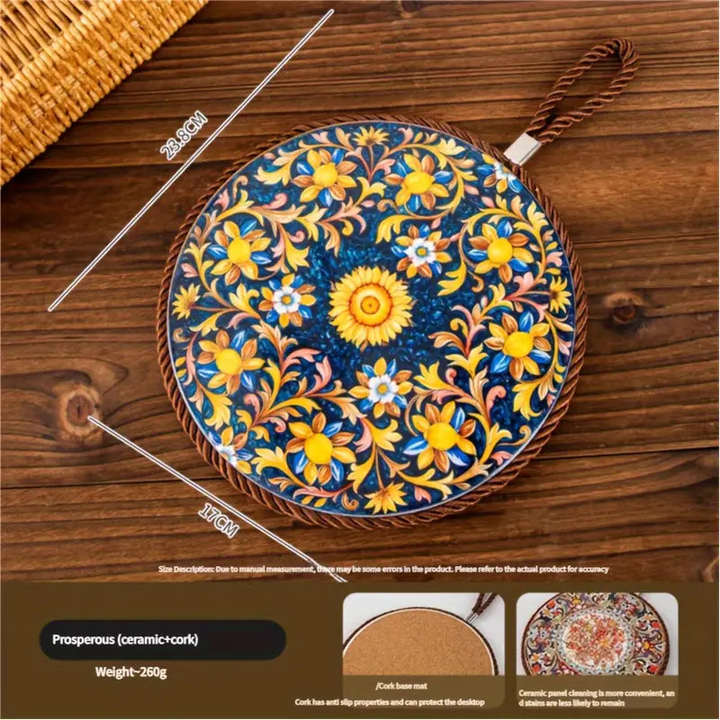 Retro Enamel Trivet - Heat Resistant, Anti-Slip Hot Dish Mat