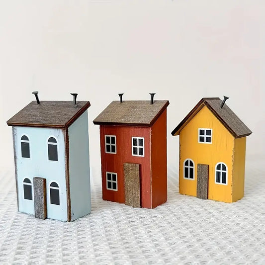 Miniature Wooden House Ornament - DIY Cabin Model Home Decor