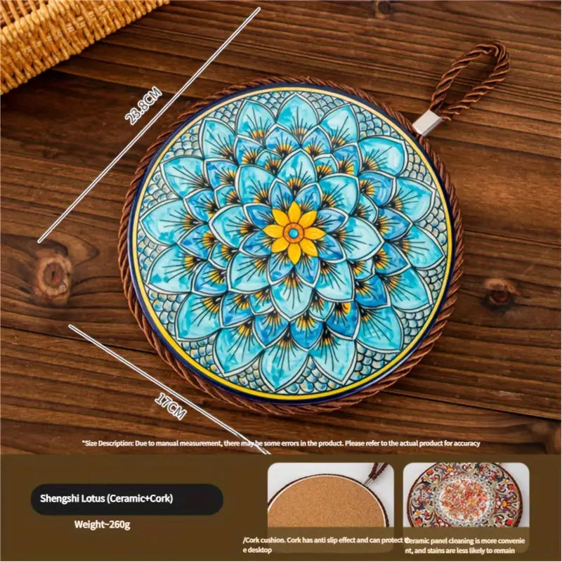 Retro Enamel Trivet - Heat Resistant, Anti-Slip Hot Dish Mat
