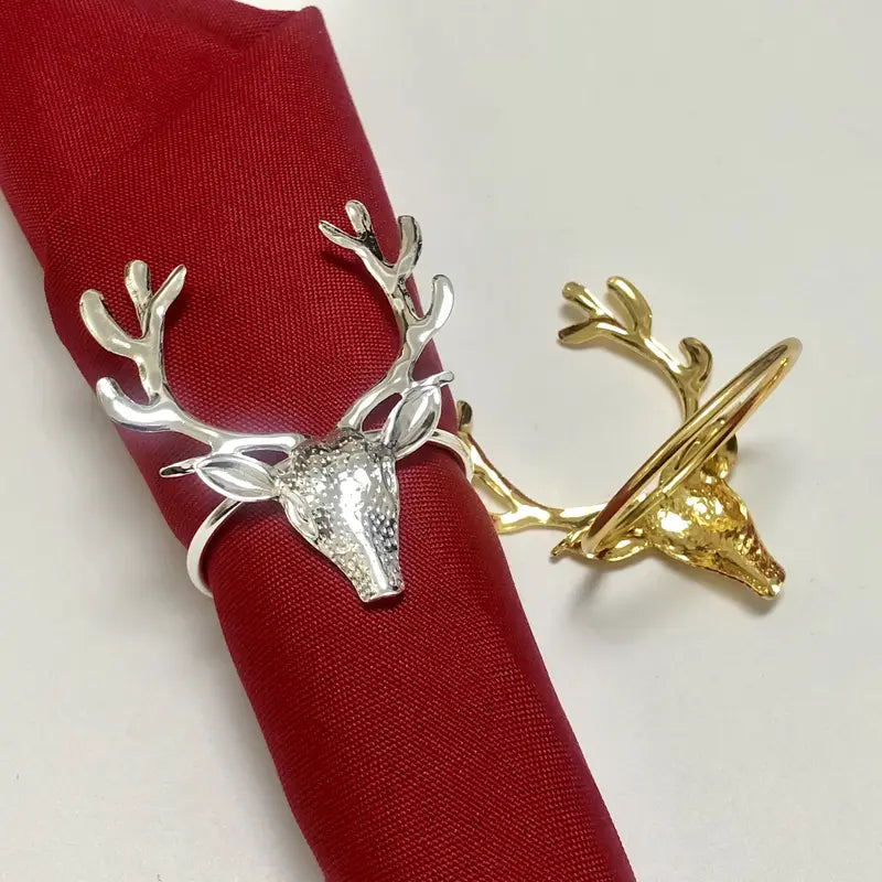 Christmas Reindeer Napkin Rings - Set of 12 Holiday Table Decor