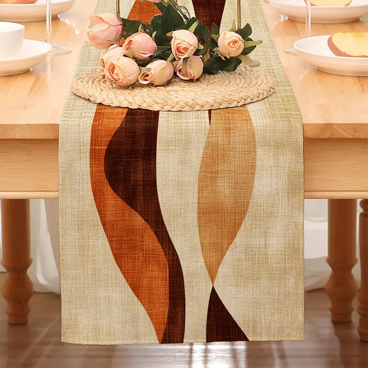 Boho Linen Table Runner - Warm Rectangular Dining Decor