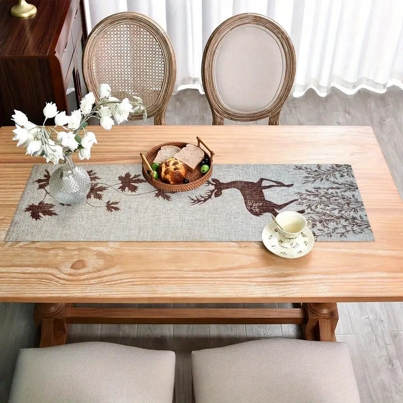 Beige Foliage Tablecloth - Modern Rustic Kitchen Dining Decor