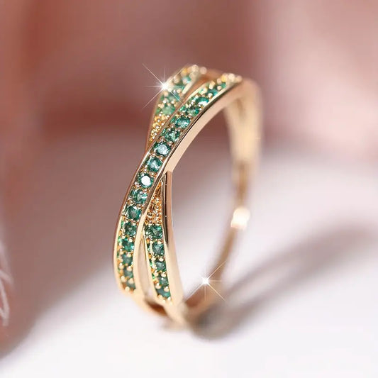 18K Gold Plated Promise Ring Zirconia Engagement Ring Wedding Jewelry