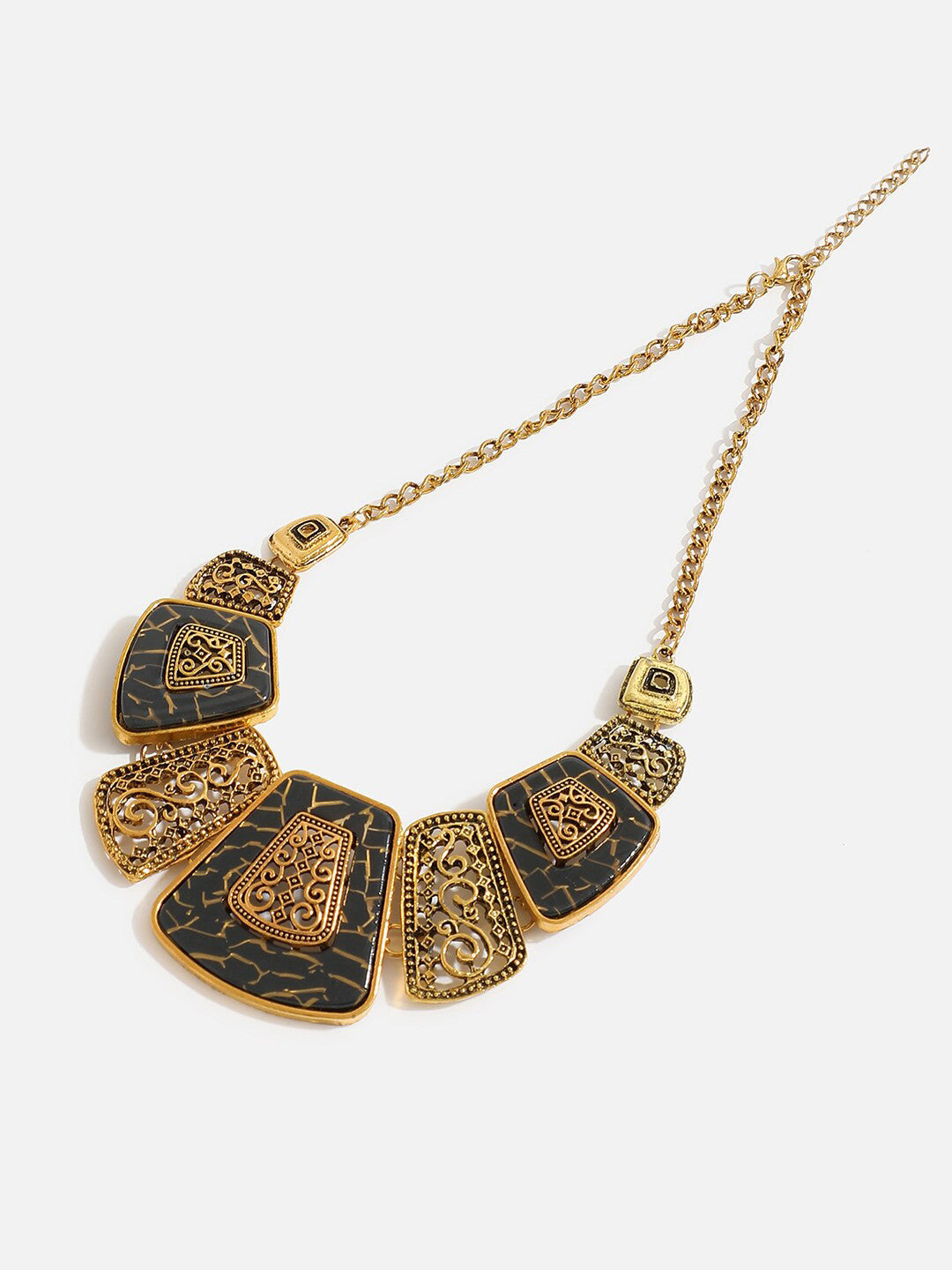 Gold-Toned & Black Necklace – Fashion Jewellery – Gold-Plated Alloy – Two-Tone Design
