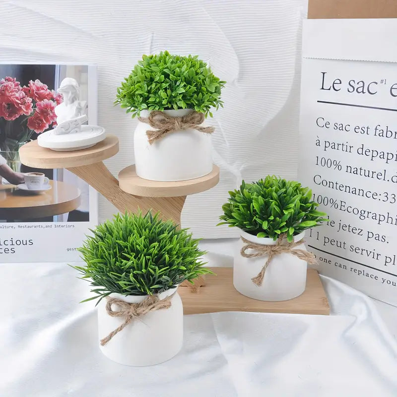 Mini Artificial Potted Plants - 4.72 Inch - Farmhouse Decor
