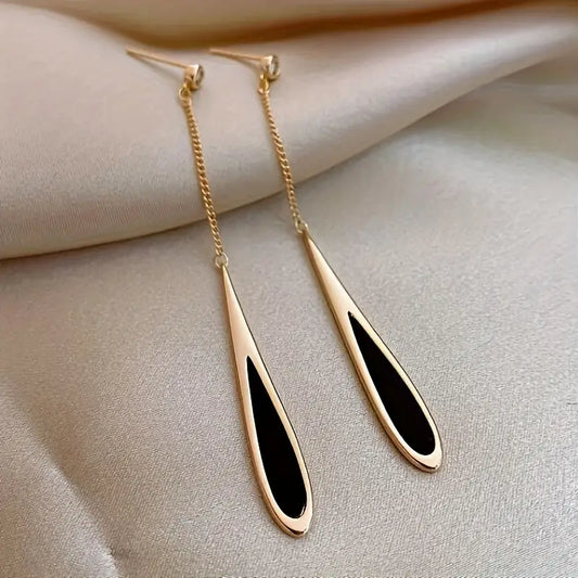 Golden Teardrop Tassel Earrings - Hypoallergenic Stainless Steel