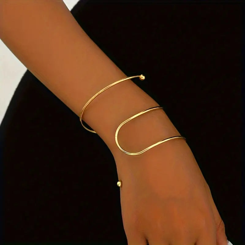 Minimalistische, meerlaagse open manchetarmband – veelzijdige sieraden voor vrouwen