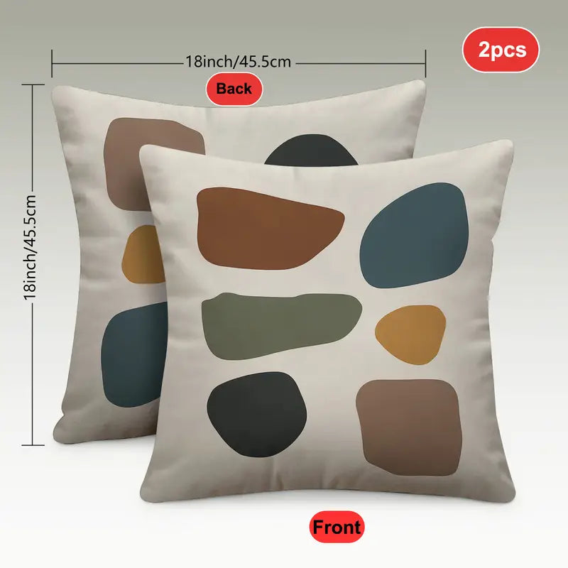 Geometric Pillow Covers 18x18 - Teal, Olive, Mustard - Modern Decor