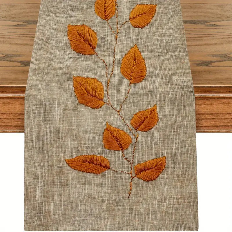 3D Leaf Table Runner - Warm Season Polyester Table Decor