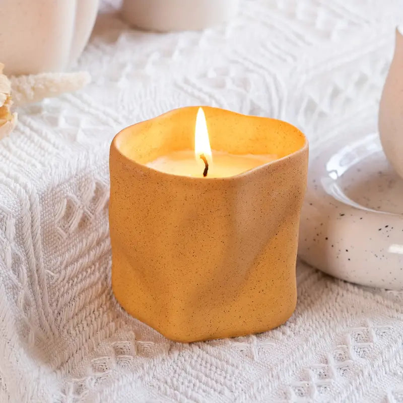 Nordic Ceramic Candle Holders – Minimalist Irregular Design in Macaron Colors
