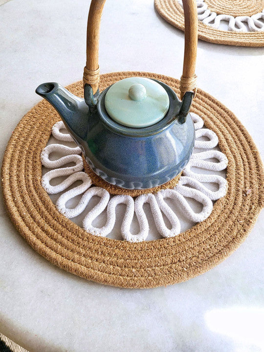 2pc Set - Patterned Cotton Placemats – Table Linens – Geometric Design