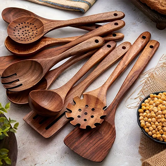 Teak Cookware Set (10-Piece) - Nonstick, Heat Resistant, Ergonomic