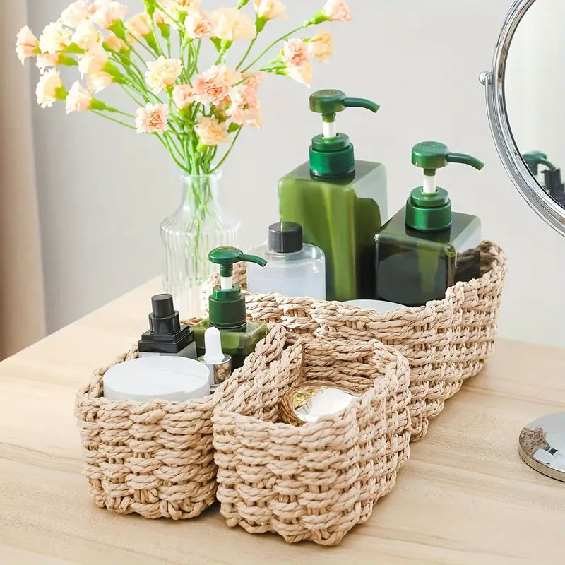 Boho Woven Storage Baskets 3-Piece Set - Toys, Clothes, Home & Office
