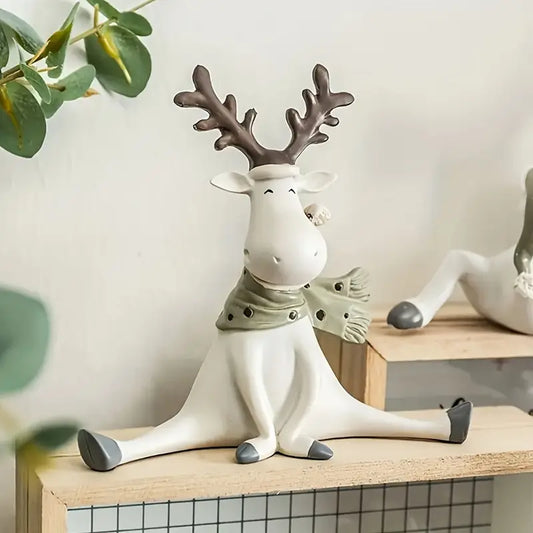 Resin Deer Sculpture - Hand-Painted Figurine Home Decor Gift