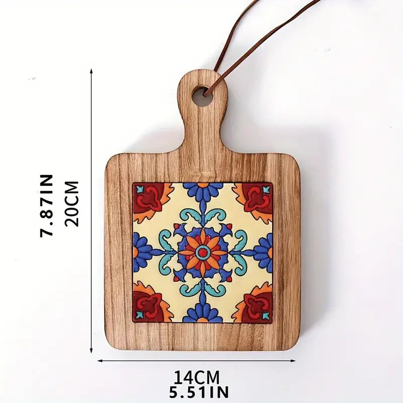 Vintage Wooden Trivet Mat - Heat Resistant, Hand Washable