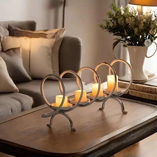Rustic Farmhouse Candle Holder - 4 Head Metal Distressed Decor
