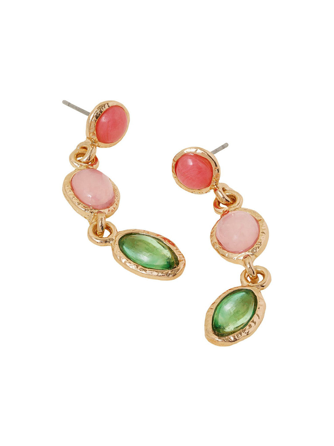 Crystals Circular Drop Earrings – Fashion Earrings – Gold-Toned, Secure Post & Back – 4 cm Length