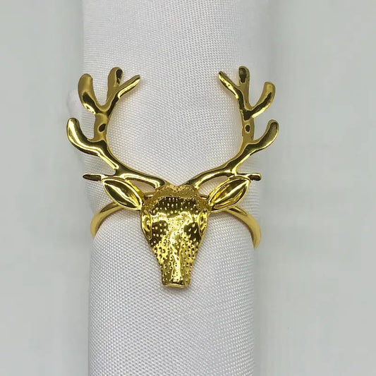 Christmas Reindeer Napkin Rings - Set of 12 Holiday Table Decor