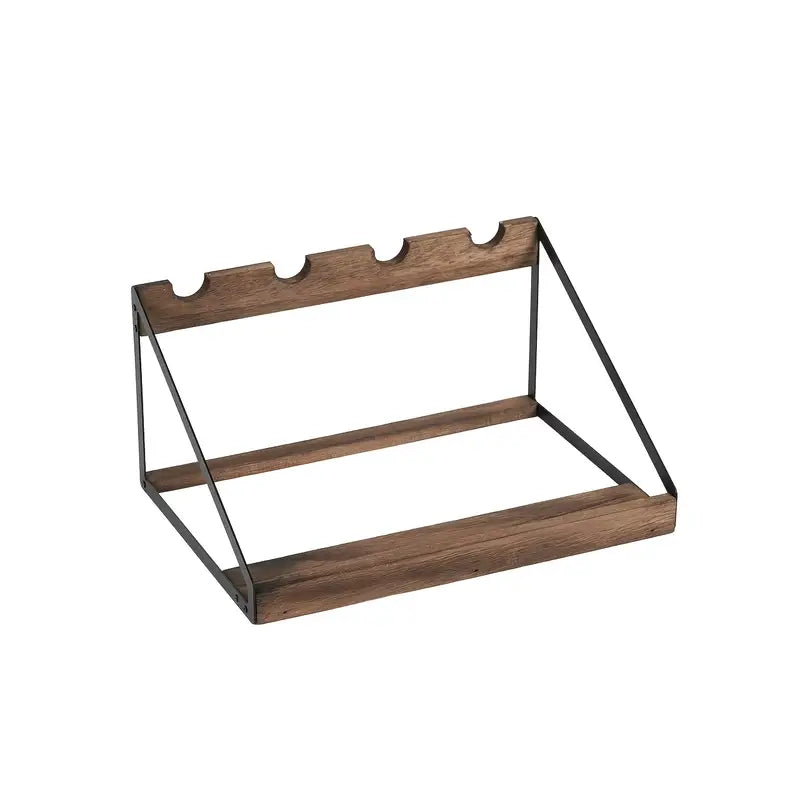 Trapezoidal Wooden Wine Rack – 4-Bottle Retro Hanging Holder for Kitchen