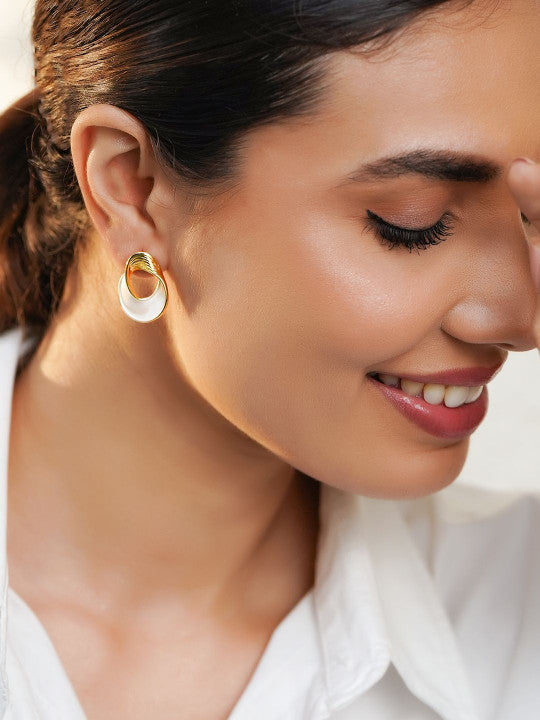 Stud Earrings – Fashion Jewellery – Gold-Plated Stainless Steel – Two-Tone Finish