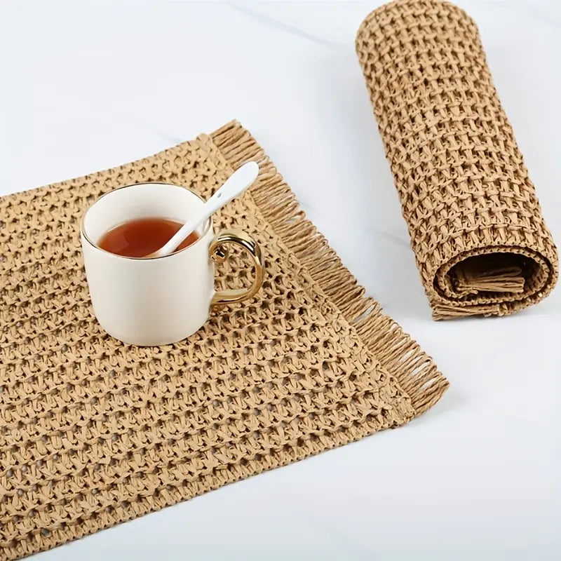 Linen Placemats Set of 4 - Rectangular Heat Resistant Table Mats