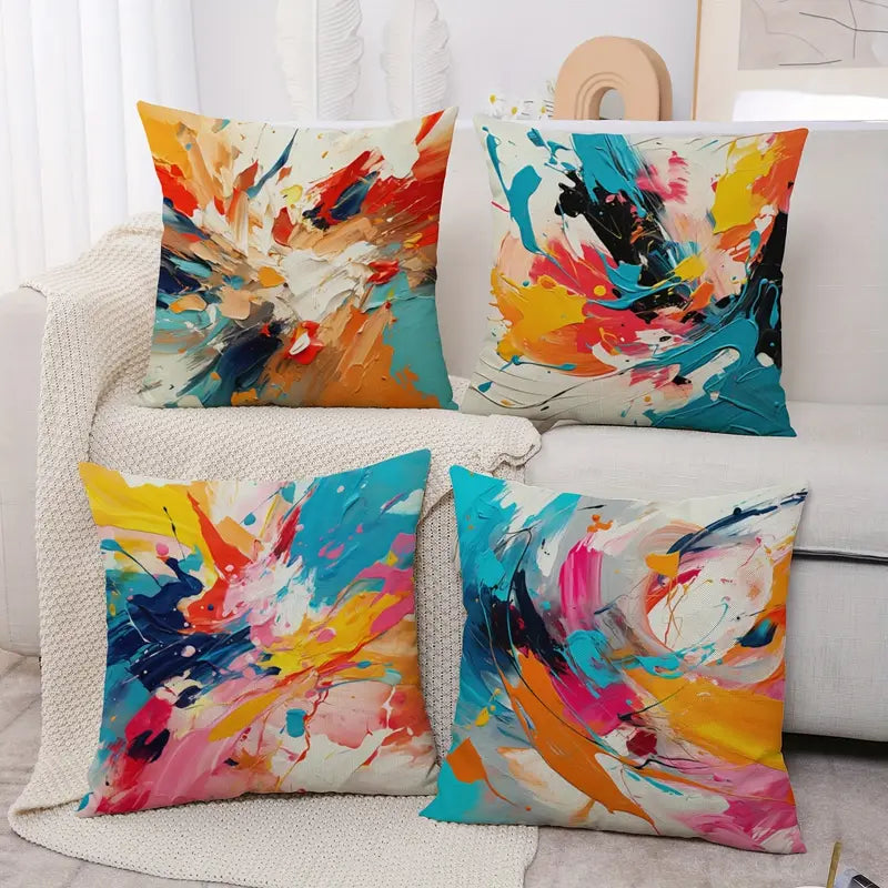 Abstract Throw Pillow Covers 4 Pack - Modern Decorative Cushion Cases
