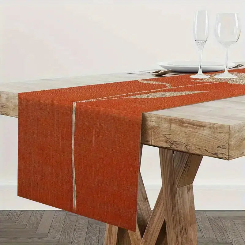 Orange Floral Table Runner - Vibrant Festive Decor