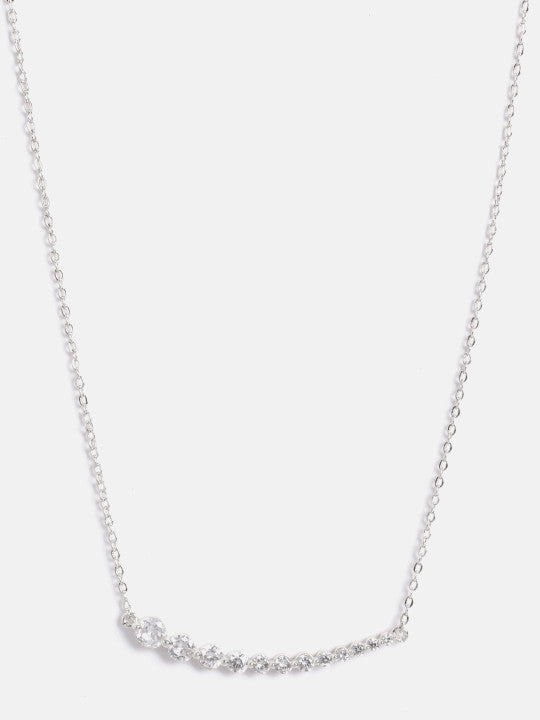Crystal Accent Necklace – Fashion Accessory – Silver-Finish Brass Construction – Secure Lobster Clasp