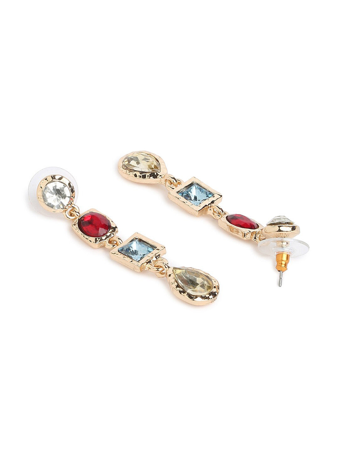 Drop Earrings – Fashion Jewellery – Gold Toned, Crystal Accents, Post Back – 2cm